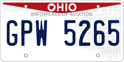 OH license plate GPW5265