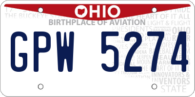 OH license plate GPW5274