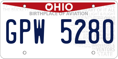 OH license plate GPW5280
