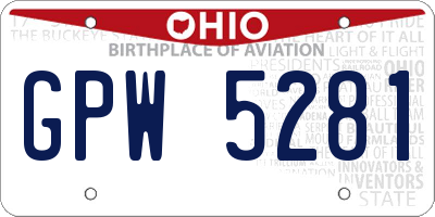 OH license plate GPW5281