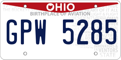 OH license plate GPW5285
