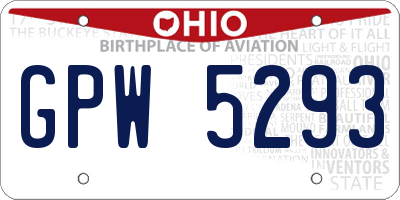 OH license plate GPW5293