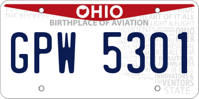 OH license plate GPW5301