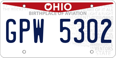 OH license plate GPW5302
