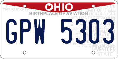 OH license plate GPW5303