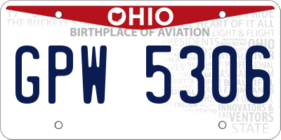 OH license plate GPW5306
