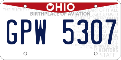 OH license plate GPW5307