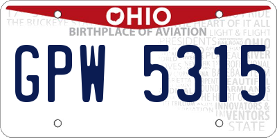 OH license plate GPW5315