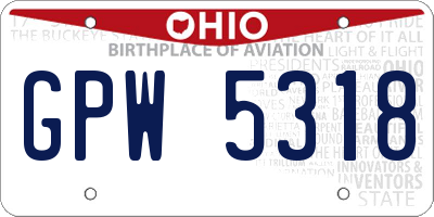 OH license plate GPW5318
