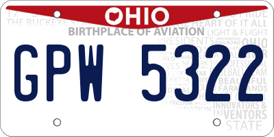 OH license plate GPW5322