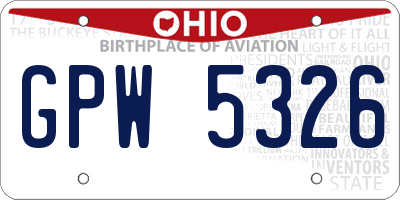 OH license plate GPW5326