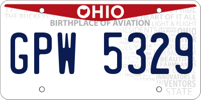 OH license plate GPW5329