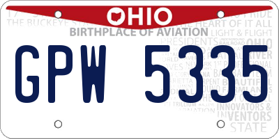 OH license plate GPW5335