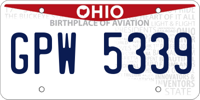 OH license plate GPW5339
