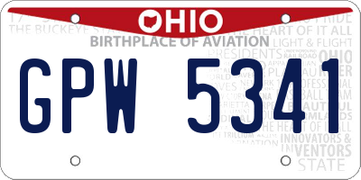 OH license plate GPW5341