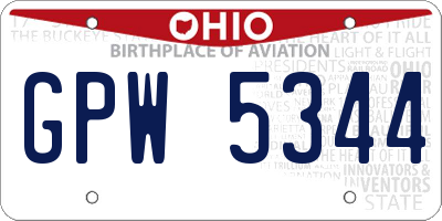 OH license plate GPW5344