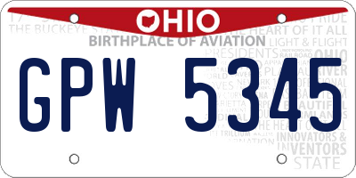 OH license plate GPW5345