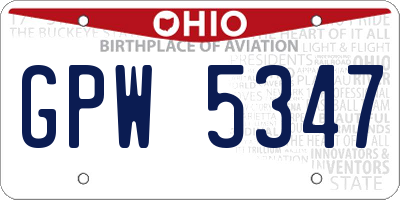 OH license plate GPW5347