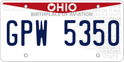 OH license plate GPW5350
