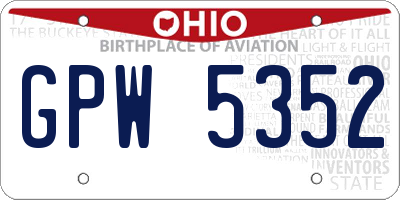 OH license plate GPW5352