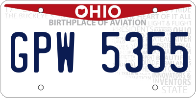 OH license plate GPW5355
