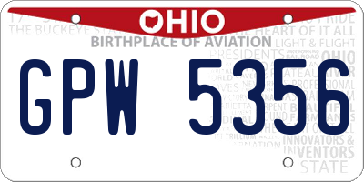 OH license plate GPW5356