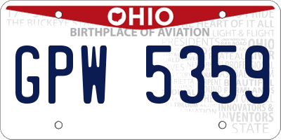 OH license plate GPW5359