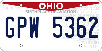 OH license plate GPW5362