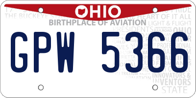 OH license plate GPW5366