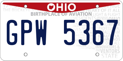 OH license plate GPW5367