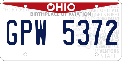 OH license plate GPW5372