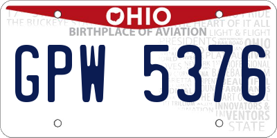 OH license plate GPW5376