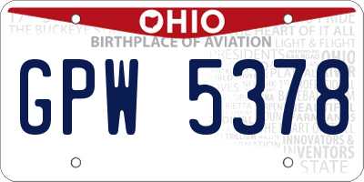 OH license plate GPW5378