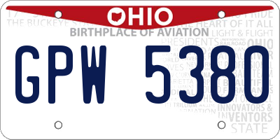 OH license plate GPW5380