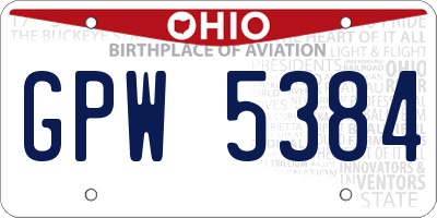 OH license plate GPW5384