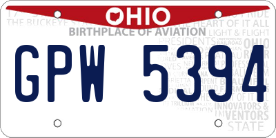 OH license plate GPW5394