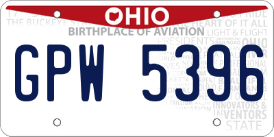 OH license plate GPW5396