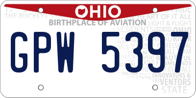 OH license plate GPW5397