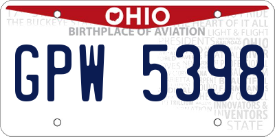 OH license plate GPW5398