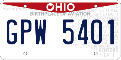 OH license plate GPW5401