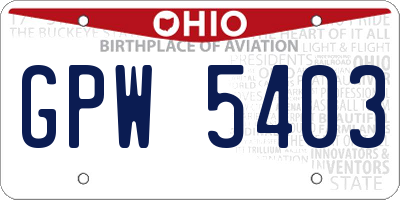 OH license plate GPW5403