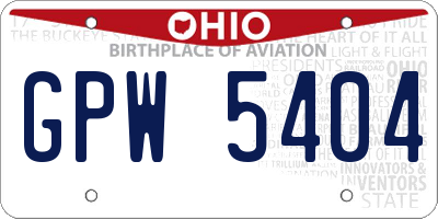 OH license plate GPW5404