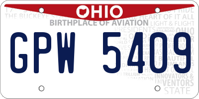 OH license plate GPW5409