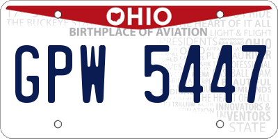 OH license plate GPW5447