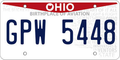 OH license plate GPW5448