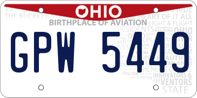 OH license plate GPW5449