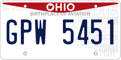 OH license plate GPW5451