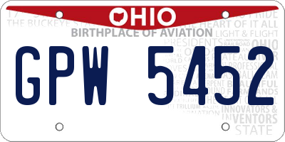 OH license plate GPW5452