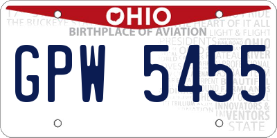OH license plate GPW5455