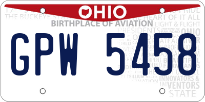 OH license plate GPW5458